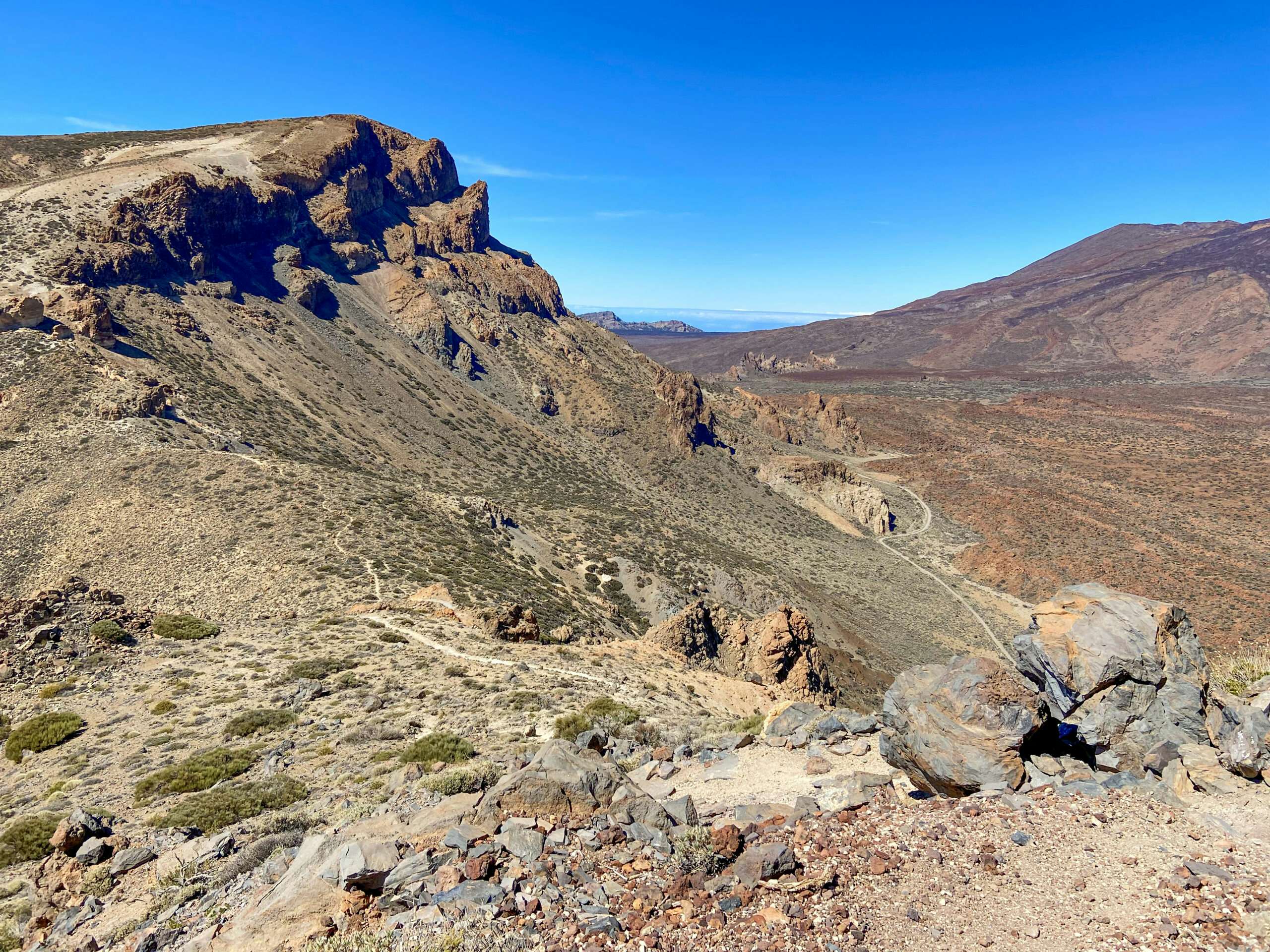 Bick von der Montaña de Pasajirón auf die Caldera und den Guajara