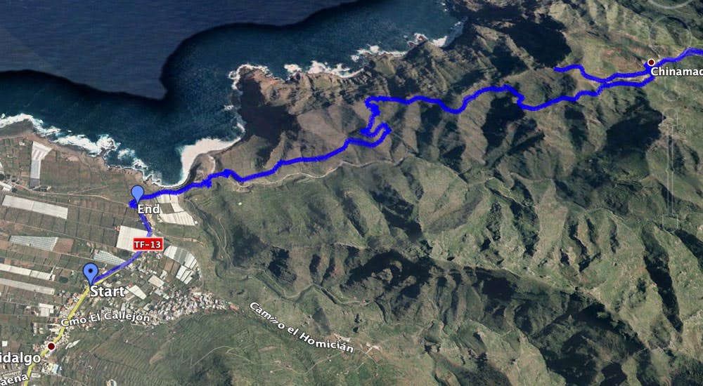 Track der Wanderung Punta del Hidalgo bis Chinamada