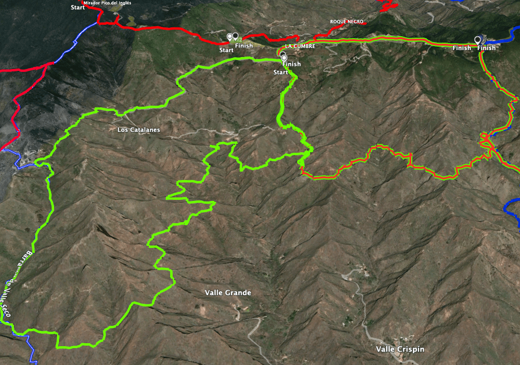 Track der Wanderungen Canal de Chabuco (rot grün) und Canal de Catalanes (grün)