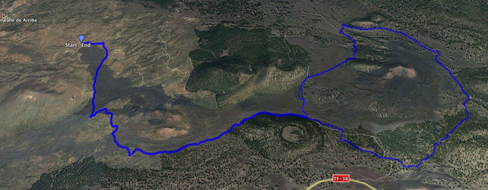 Track von Calvario um den Chinyero entlang des Lavastroms