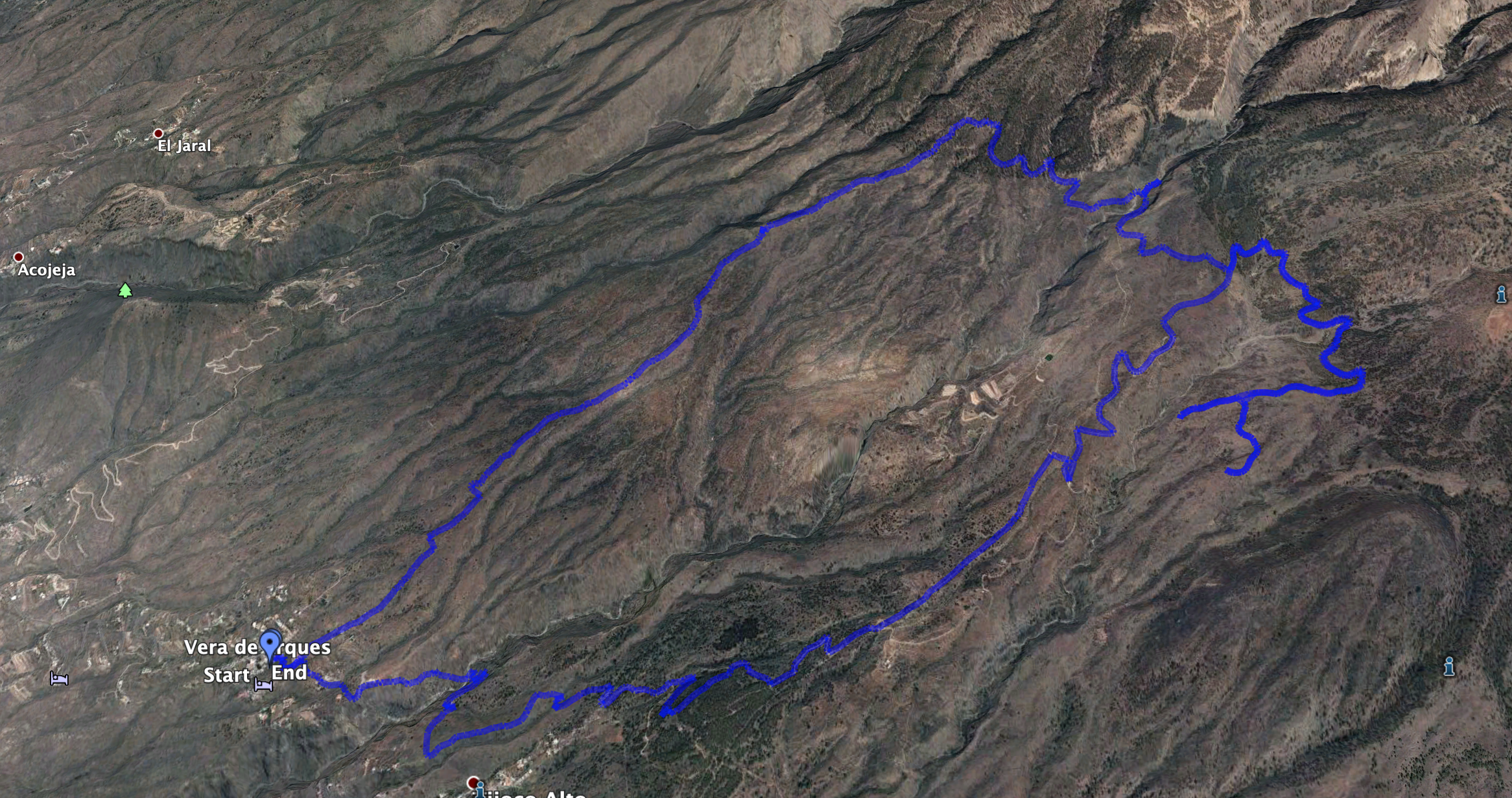 Track der Wanderung von Vera de Erques zum Wasserfall und einer kleinen Erweiterung