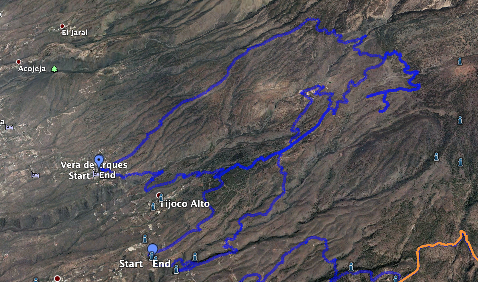 Track Wanderung von Vera de Erques zum Wasserfall und angrenzender Track einer Wanderung von La Quinta