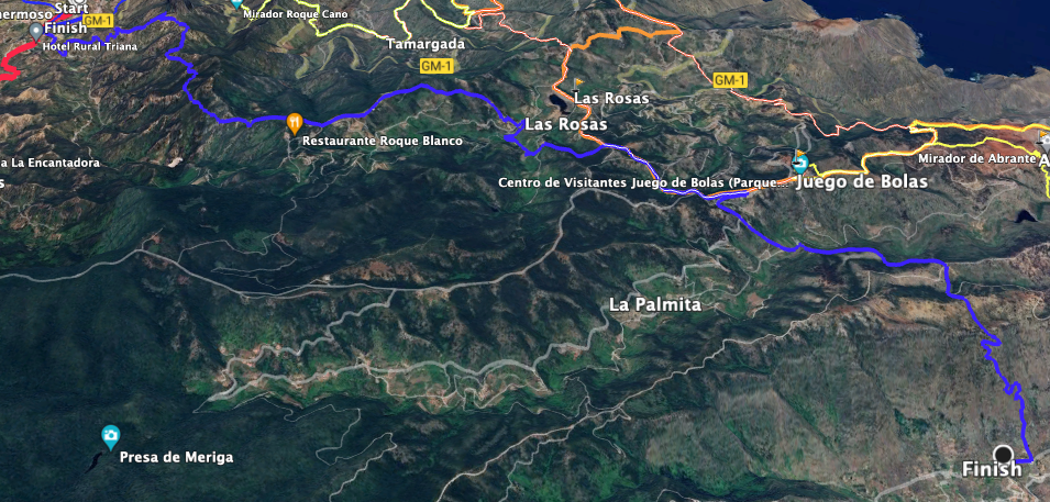 Track der Höhenwanderung Vallehermoso - Hermigua (blau)