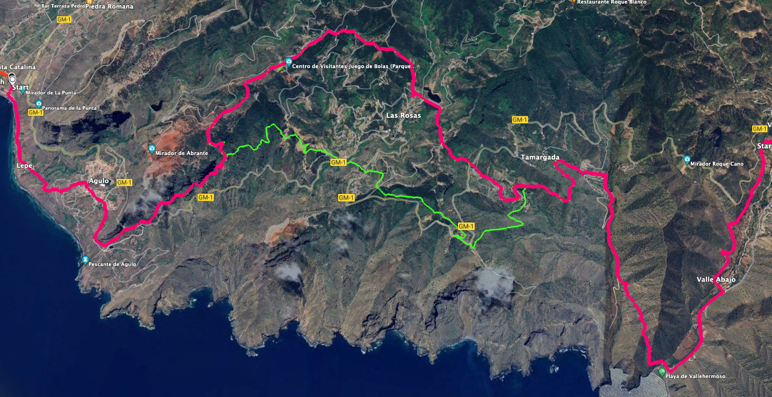 Track der Wanderung GR 132, 2. Etappe La Gomera - Hermigua - Vallehermoso